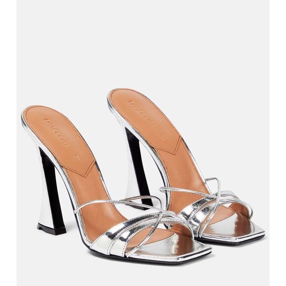 D'Accori Lust Metallic Leather Mules Size 38.5 $690 - Picture 1 of 9